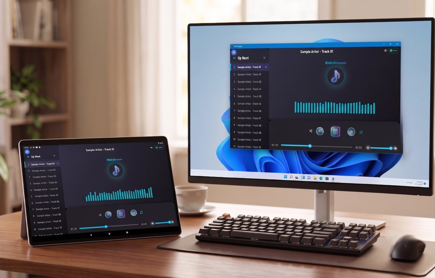 RideStream on PC — streaming to devices