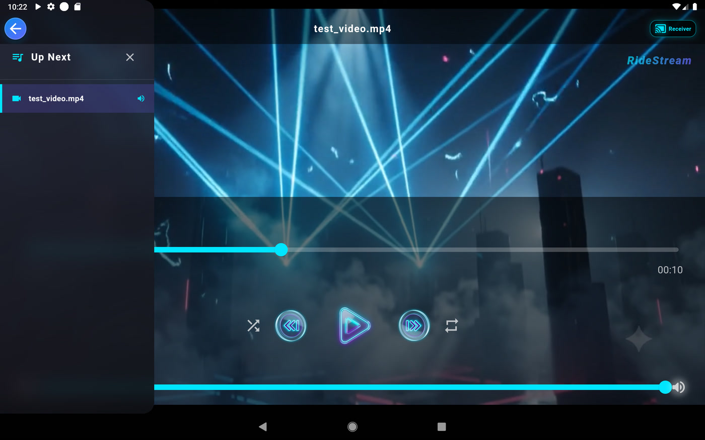 RideStream receiver mode — playing video from host